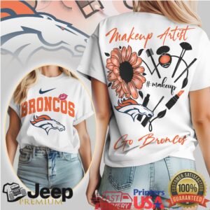 Denver Broncos Makeup Artist Sunflower Heart Women's Gameday T Shirt