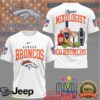 Godzilla x Denver Broncos United In Orange Football Graphic Tee Godzilla x Denver Broncos United In Orange Football Graphic Tee