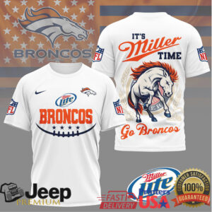 Denver Broncos Miller Lite “It's Miller Time” NFL Graphic T Shirt