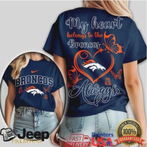 Denver Broncos “My Heart Belongs To” Women’s Butterfly Heart Fan Shirt Denver Broncos “My Heart Belongs To” Women’s Butterfly Heart Fan Shirt