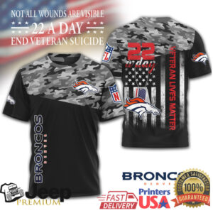 Denver Broncos NFL Veteran Suicide Awareness Tee 22 A Day Camo Denver Broncos NFL Veteran Suicide Awareness Tee 22 A Day Camo