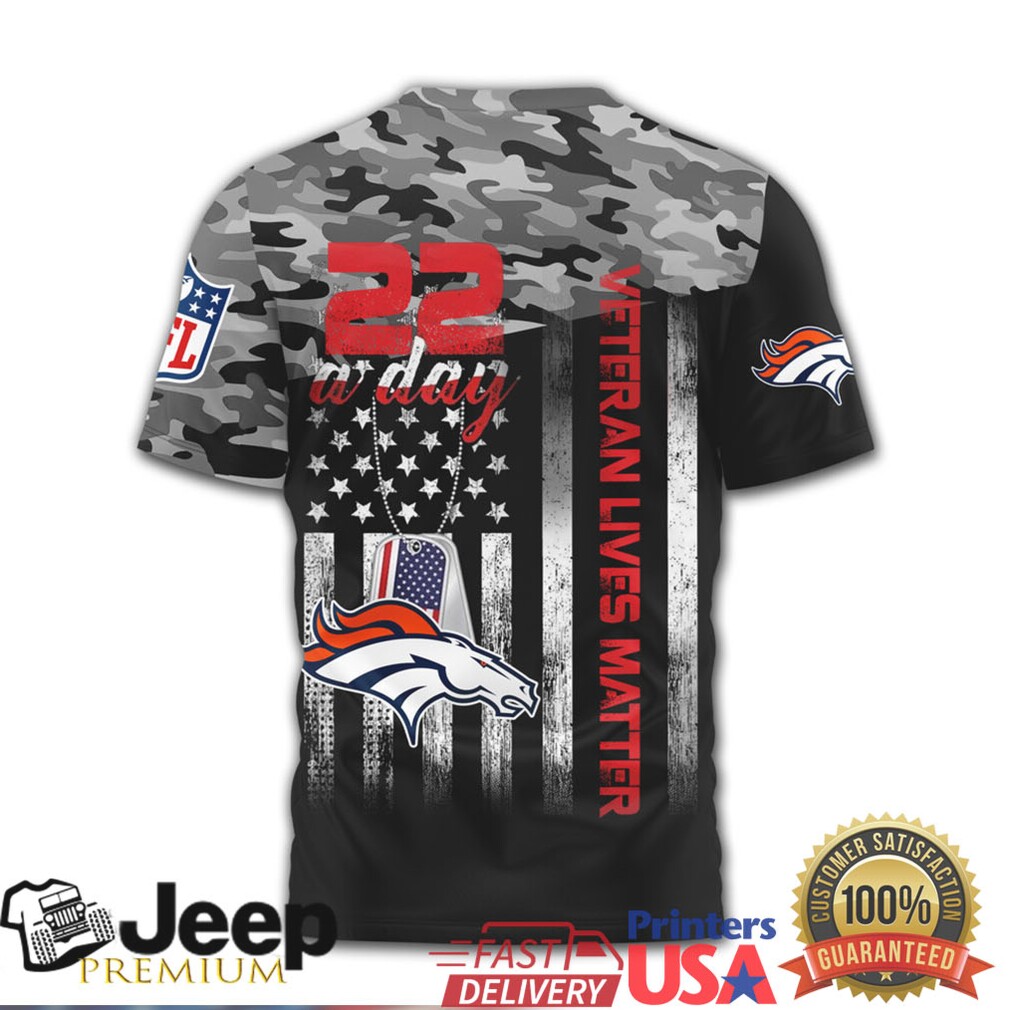 Denver Broncos NFL Veteran Suicide Awareness Tee 22 A Day Camo Denver Broncos NFL Veteran Suicide Awareness Tee 22 A Day Camo