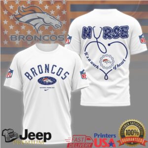 Denver Broncos Nurse T Shirt It’s A Work Of Heart NFL Stethoscope Design Denver Broncos Nurse T Shirt It’s A Work Of Heart NFL Stethoscope Design