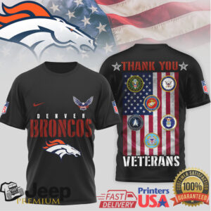Denver Broncos Thank You Veterans Military Appreciation Black T Shirt