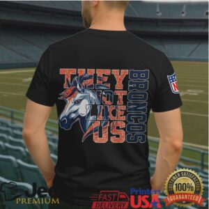 Denver Broncos “They Not Like Us” Horse Graphic Double Sided T Shirt