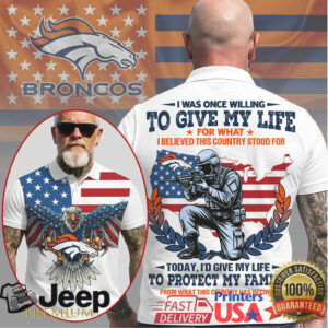 Denver Broncos Veteran “Give My Life For Family” Patriotic Pride Polo Shirt