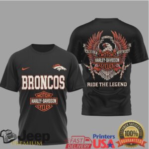 Denver Broncos x Harley Davidson Ride The Legend Black T Shirt Denver Broncos x Harley Davidson Ride The Legend Black T Shirt