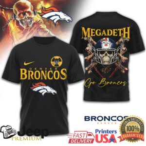 Denver Broncos x Megadeth Metal Skull Graphic T Shirt Denver Broncos x Megadeth Metal Skull Graphic T Shirt