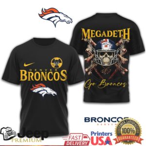 Denver Broncos x Megadeth Metal Skull Graphic T Shirt