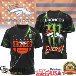 Denver Broncos x Monster Energy Lightning Bolt Orange & Black Fan Tee