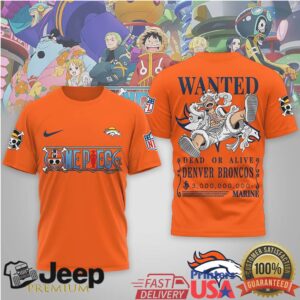 Denver Broncos x One Piece Luffy Gear 5 Wanted Poster T Shirt
