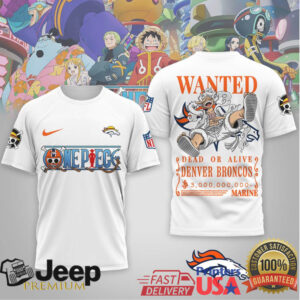 Denver Broncos x One Piece Luffy Gear 5 Wanted Poster T Shirt