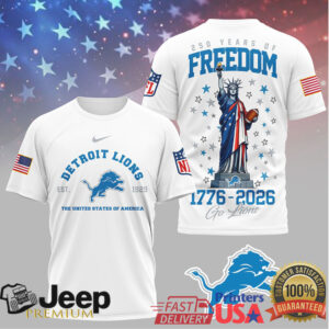 Detroit Lions 250 Years of Freedom 1776 2026 Patriotic T Shirt
