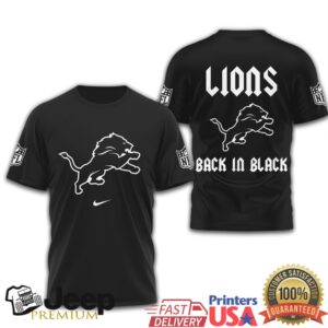 Detroit Lions Back in Black NFL Fan Apparel T Shirt