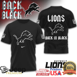 Detroit Lions Back in Black NFL Fan Apparel T Shirt