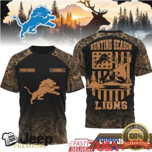 Detroit Lions Custom Name Hunting Season Camo 3D All Over Print Shirt Detroit Lions Custom Name Hunting Season Camo 3D All Over Print Shirt