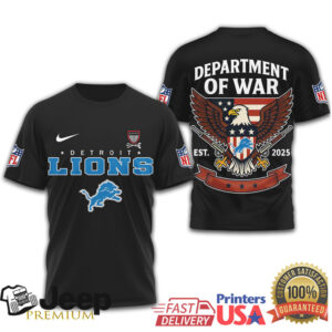 Detroit Lions Department of War US Flag Eagle Graphic T Shirt