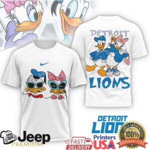Detroit Lions Donald & Daisy Duck Fan T Shirt Cartoon Team Spirit Apparel Detroit Lions Donald & Daisy Duck Fan T Shirt Cartoon Team Spirit Apparel