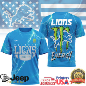 Detroit Lions Energy Monster Lightning Strike T Shirt