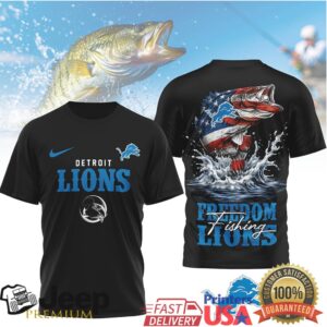 Detroit Lions Freedom Fishing American Flag Bass Tee NFL Fisherman Gift