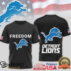Detroit Lions Freedom Patriotic American Flag Football T Shirt
