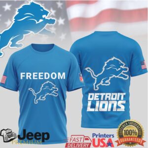 Detroit Lions Freedom Patriotic American Flag Football T Shirt