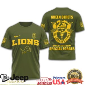 Detroit Lions Green Berets US Army Special Forces Tactical NFL T Shirt Detroit Lions Green Berets US Army Special Forces Tactical NFL T Shirt