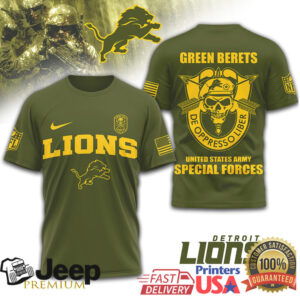 Detroit Lions Green Berets US Army Special Forces Tactical NFL T Shirt