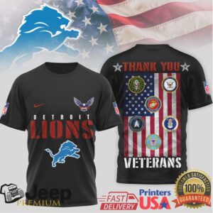 Detroit Lions Military Appreciation Shirt Thank You Veterans American Flag T Shirt