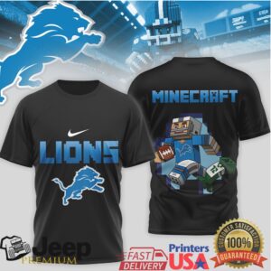 Detroit Lions Minecraft Block Graphic Fan T Shirt Detroit Lions Minecraft Block Graphic Fan T Shirt