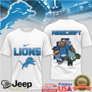 Detroit Lions Minecraft Block Graphic Fan T Shirt