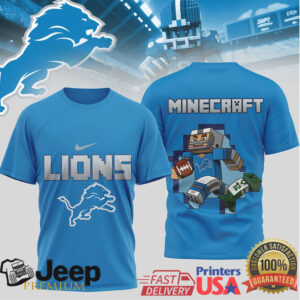 Detroit Lions Minecraft Block Graphic Fan T Shirt