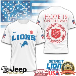 Detroit Lions Salvation Army Emergency Disaster Services Charity Tee Detroit Lions Salvation Army Emergency Disaster Services Charity Tee