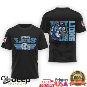 Detroit Lions “They Not Like Us” Lion Graphic Double Sided T Shirt Detroit Lions “They Not Like Us” Lion Graphic Double Sided T Shirt
