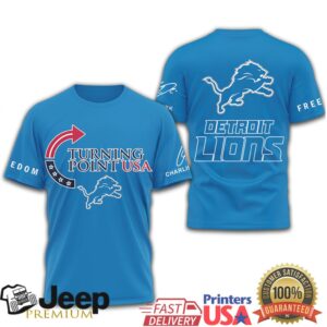 Detroit Lions Turning Point USA Freedom & Football Graphic Tee Detroit Lions Turning Point USA Freedom & Football Graphic Tee