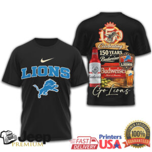 Detroit Lions x Budweiser 150 Years Celebration Beer Collaboration T Shirt