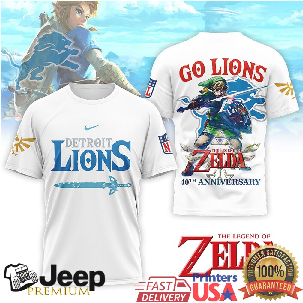 Detroit Lions x Legend of Zelda 40th Anniversary Link Hero T Shirt Detroit Lions x Legend of Zelda 40th Anniversary Link Hero T Shirt