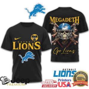 Detroit Lions x Megadeth Heavy Metal Skull Graphic Tee Detroit Lions x Megadeth Heavy Metal Skull Graphic Tee