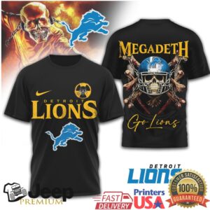 Detroit Lions x Megadeth Heavy Metal Skull Graphic Tee
