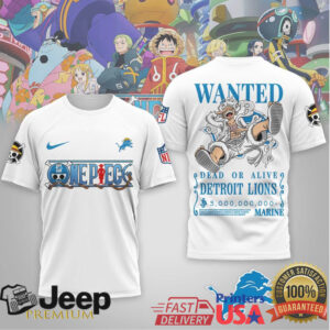 Detroit Lions x One Piece Anime Wanted Poster 3D Printed Graphic T Shirt