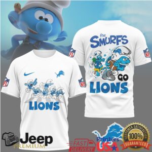 Detroit Lions x The Smurfs Football Crossover NFL Fan T Shirt