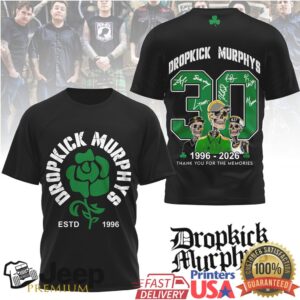Dropkick Murphys 30th Anniversary 1996 2026 Signed Tour Shirt Dropkick Murphys 30th Anniversary 1996 2026 Signed Tour Shirt