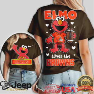 Elmo Loves The Cleveland Browns NFL Football Fan T Shirt