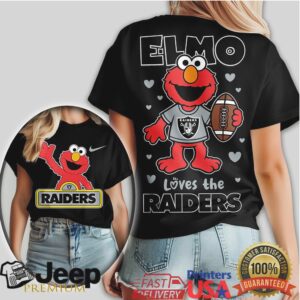 Elmo Loves The Las Vegas Raiders NFL Fan Graphic Tee Elmo Loves The Las Vegas Raiders NFL Fan Graphic Tee
