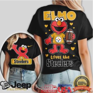 Elmo Loves The Pittsburgh Steelers Black and Gold Fan Shirt Elmo Loves The Pittsburgh Steelers Black and Gold Fan Shirt