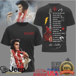 Elvis Presley TCB Signature Guitar & Greatest Hits Setlist Apparel Elvis Presley TCB Signature Guitar & Greatest Hits Setlist Apparel