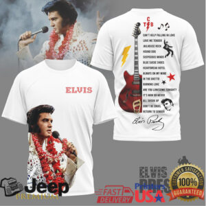 Elvis Presley TCB Signature Guitar & Greatest Hits Setlist Apparel