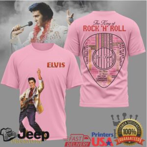 Elvis Presley The King of Rock ‘N’ Roll Signature Word Art Heart T Shirt Elvis Presley The King of Rock ‘N’ Roll Signature Word Art Heart T Shirt