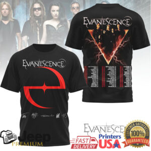 Evanescence World Tour 2026 Symbol & Lightning Graphic T Shirt