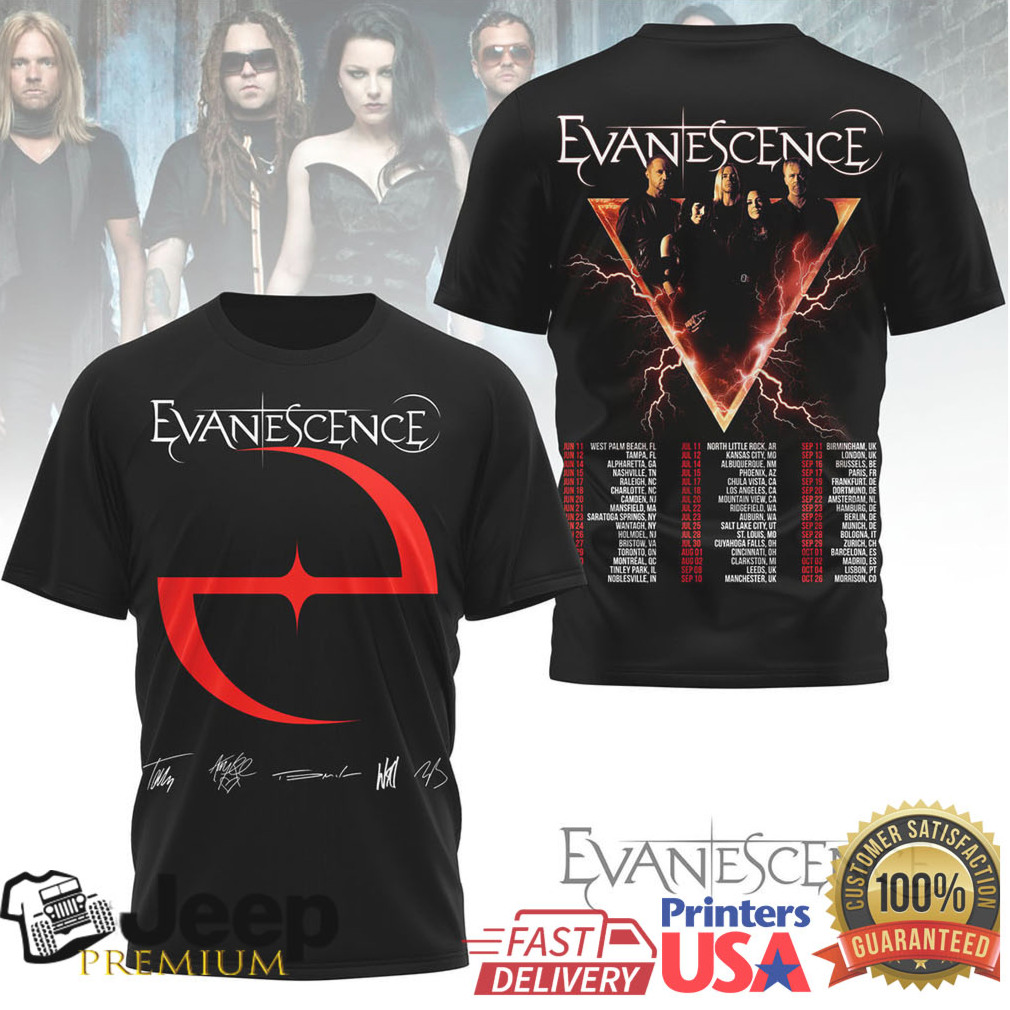 Evanescence World Tour 2026 Symbol & Lightning Graphic T Shirt Evanescence World Tour 2026 Symbol & Lightning Graphic T Shirt